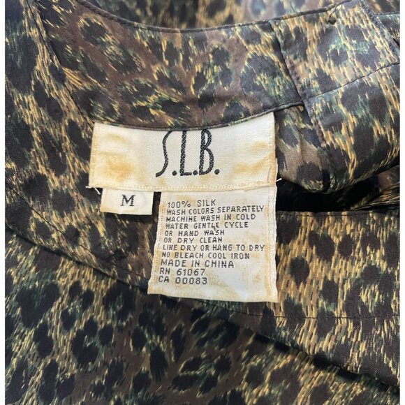 VTG S.L.B. Womens Leopard Print Silk Top - Sz Medium *‎ Classy - Chic - Office - Picture 6 of 7